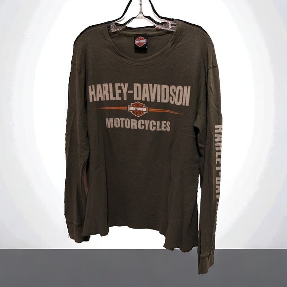 Harley Davidson Motorcycles Thermal Shirt Sleeve Spellout Alabama Men's Large - Picture 2 of 4